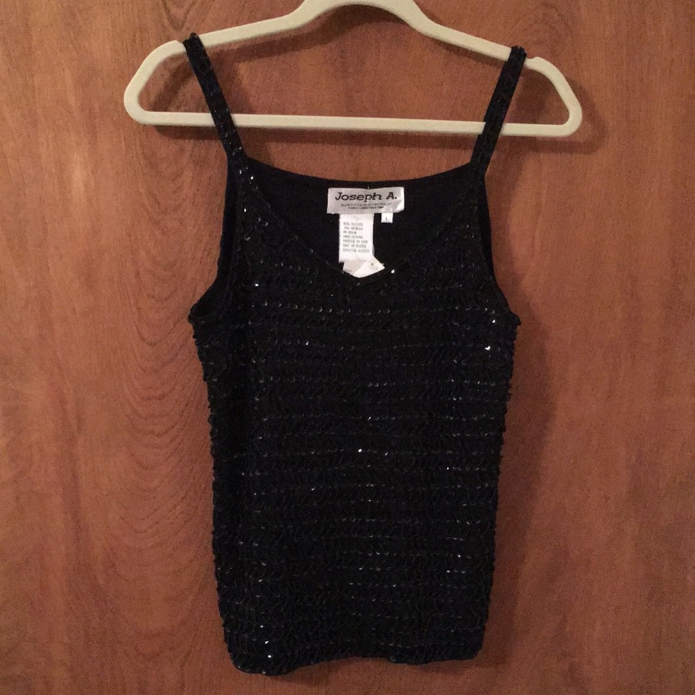 L beaded knit tank top, brand new